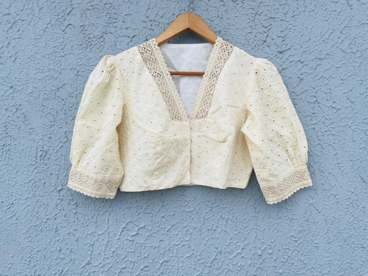 Cotton hakoba with lace work designer blouse