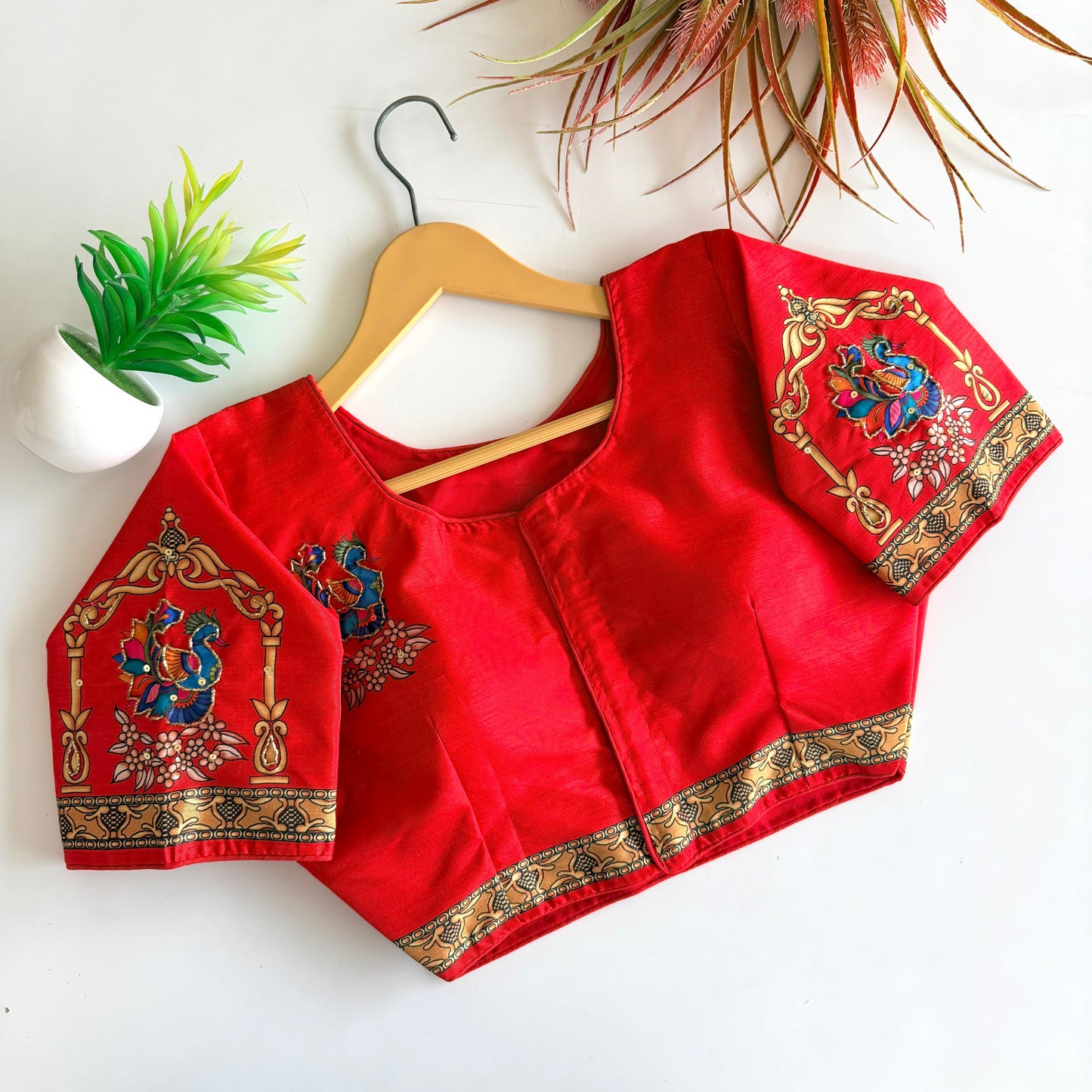 Pure silk fabric with Decent print ready made blouse
