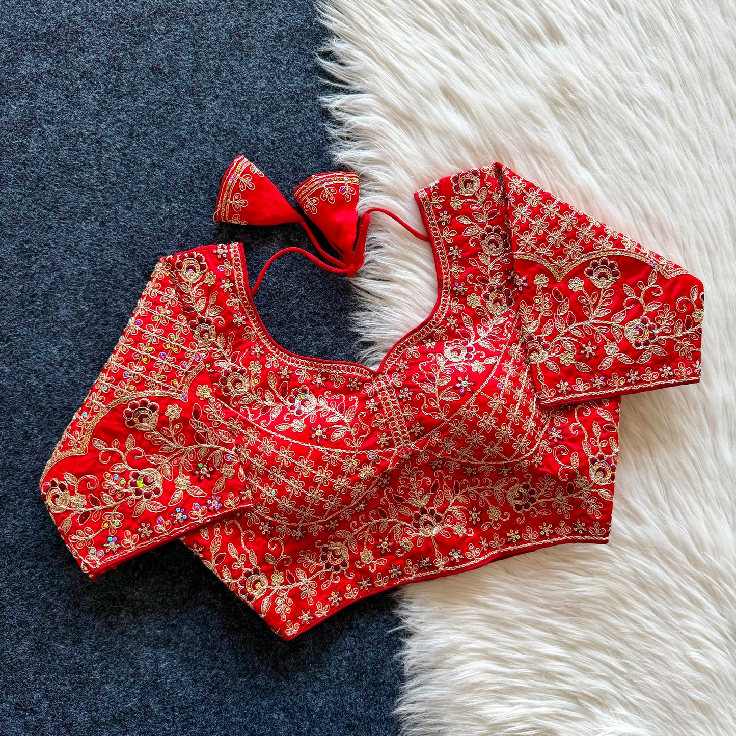 A beautiful  work with  sequins all over ready made blouse