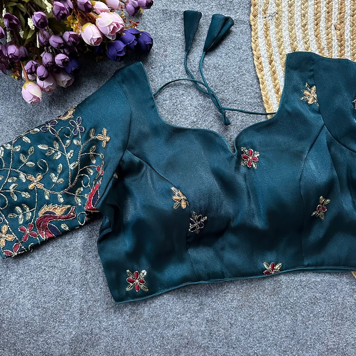 Presenting multi sequins work ready made blouse