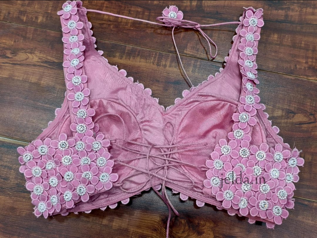 Exclusive Flower beads and lace handwork custom made blouse