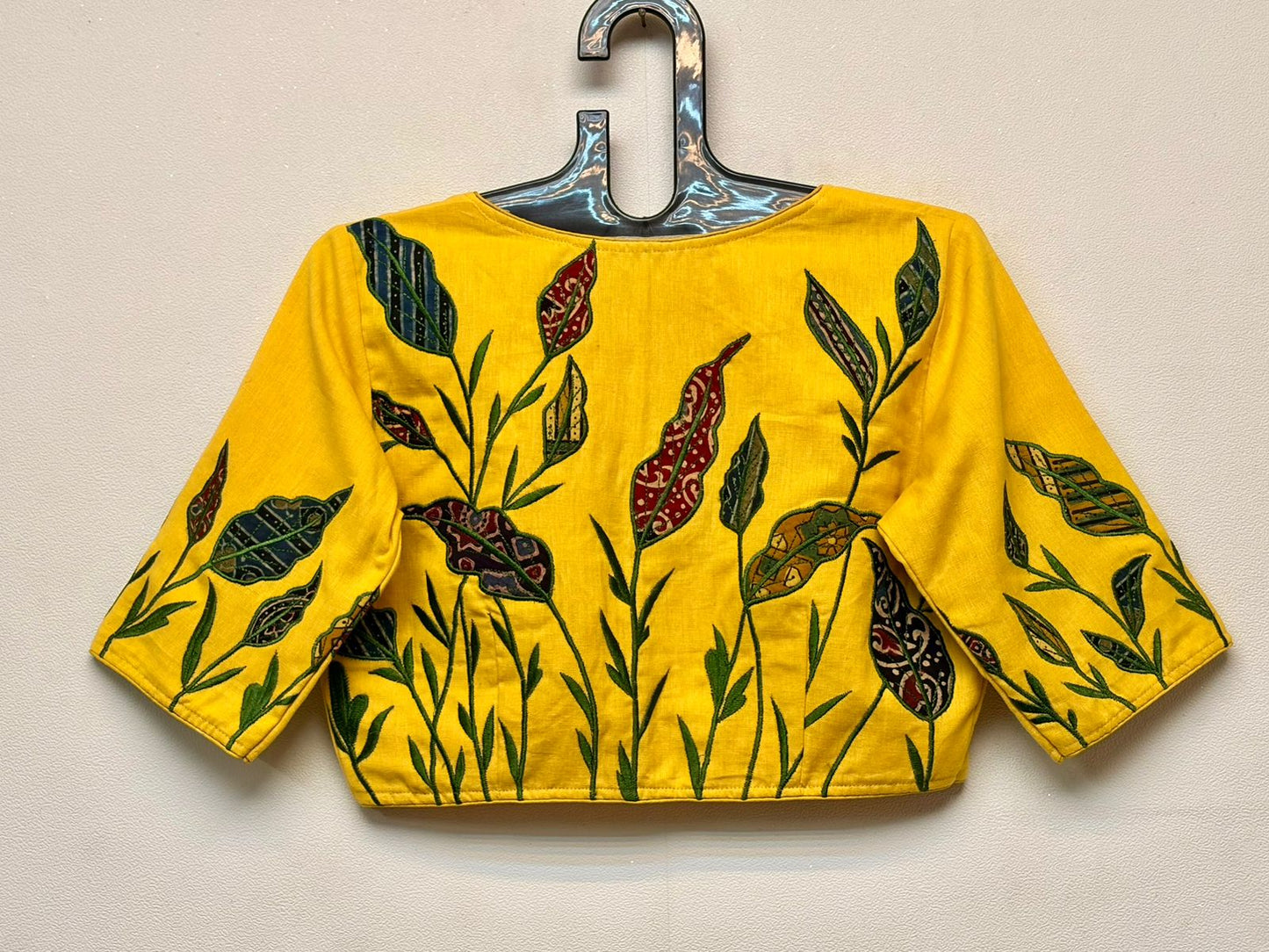 Cotton hand embroidered patch work designer blouse