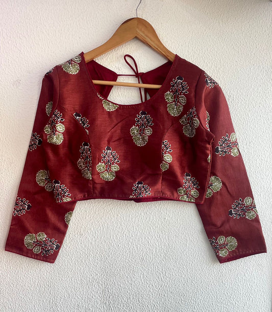 Beautiful Kalamkari print all over ready made blouse