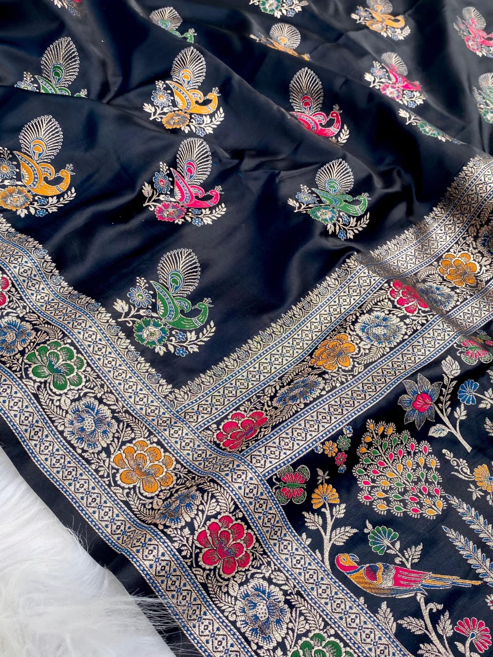Mushro satin sarees