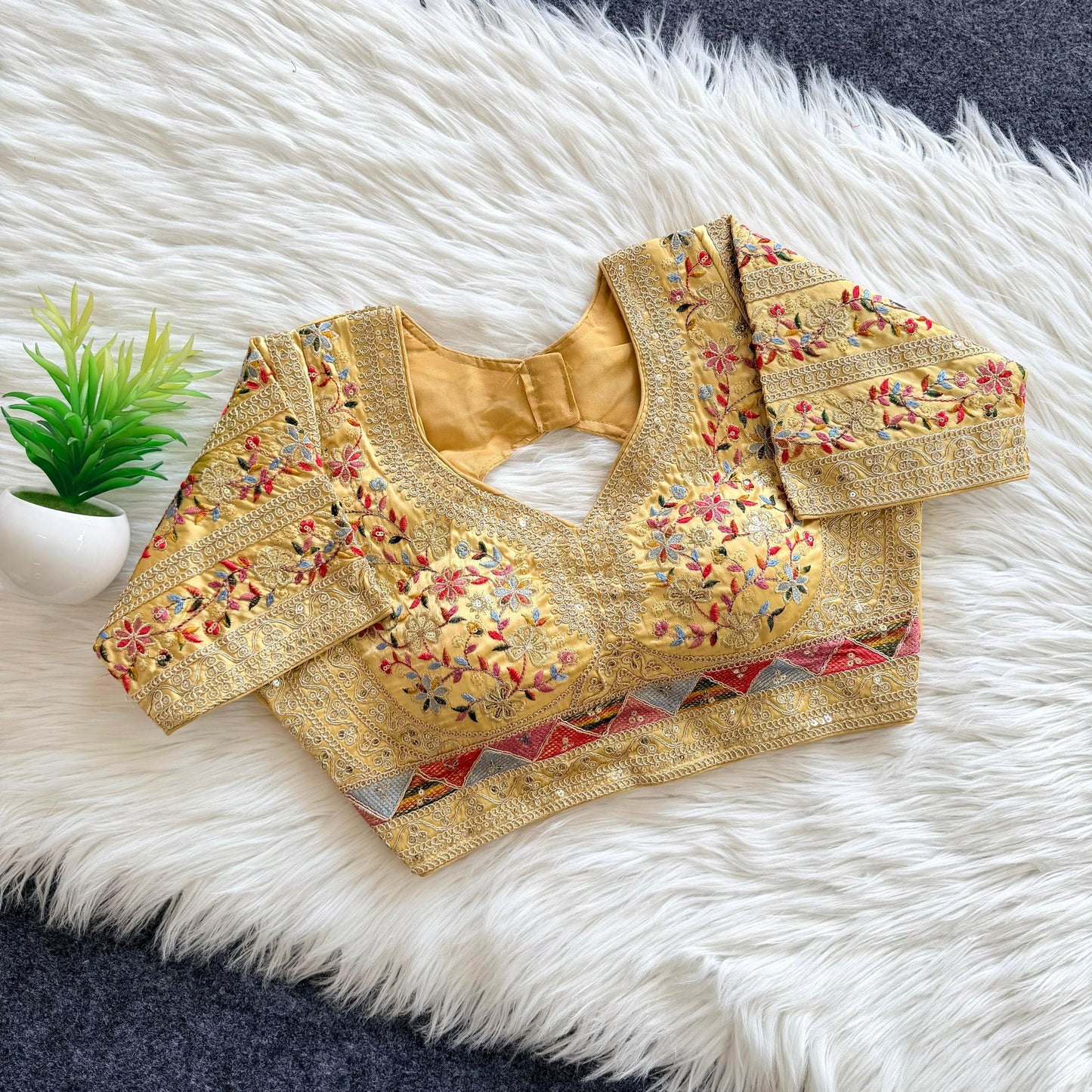 A beautiful work with sequins all over ready made blouse