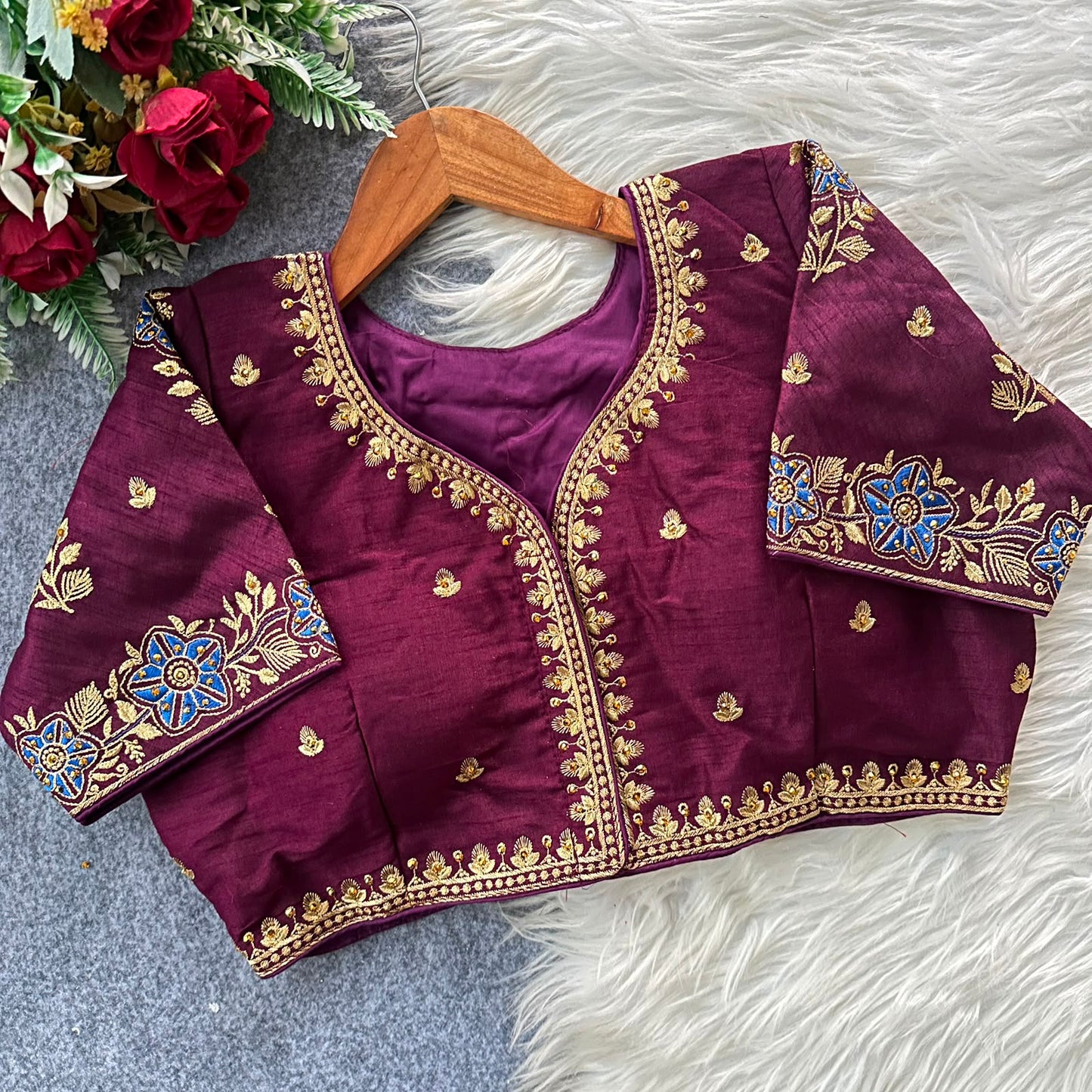 Heavy Embroidery Work ready made blouse