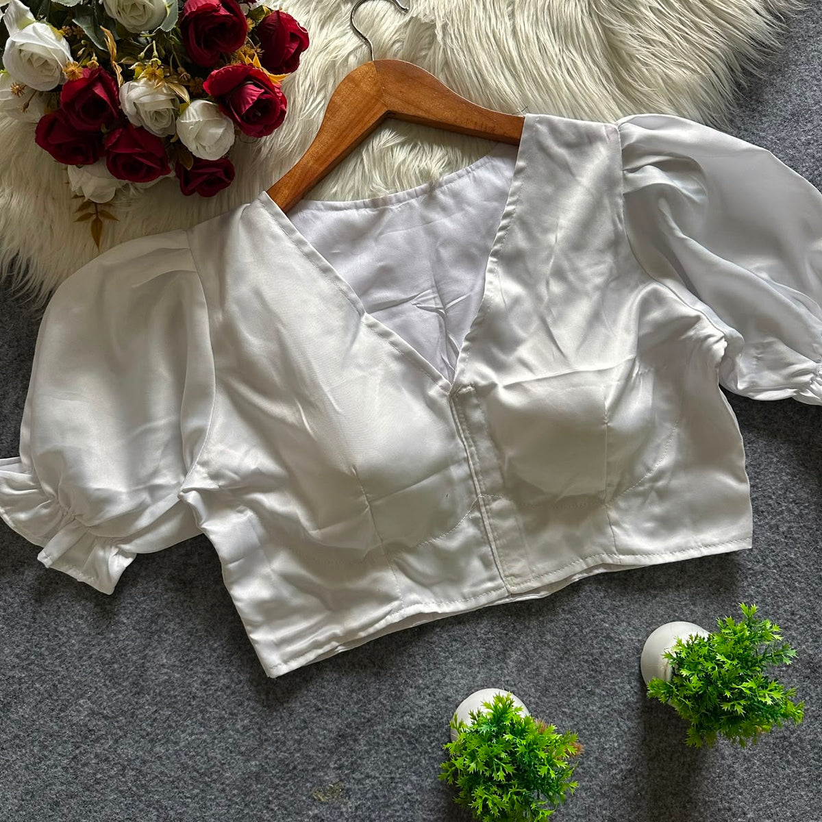 Pure malai satin ready made blouse