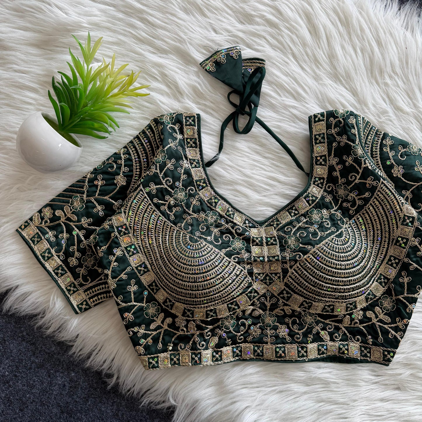 A beautiful work with sequins all over ready made blouse