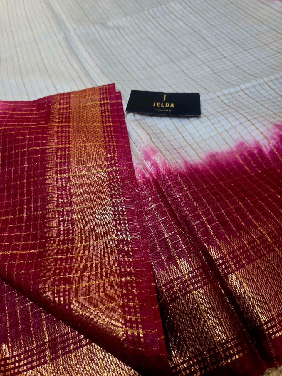 Kota soft golden border saree With contrast running blouse