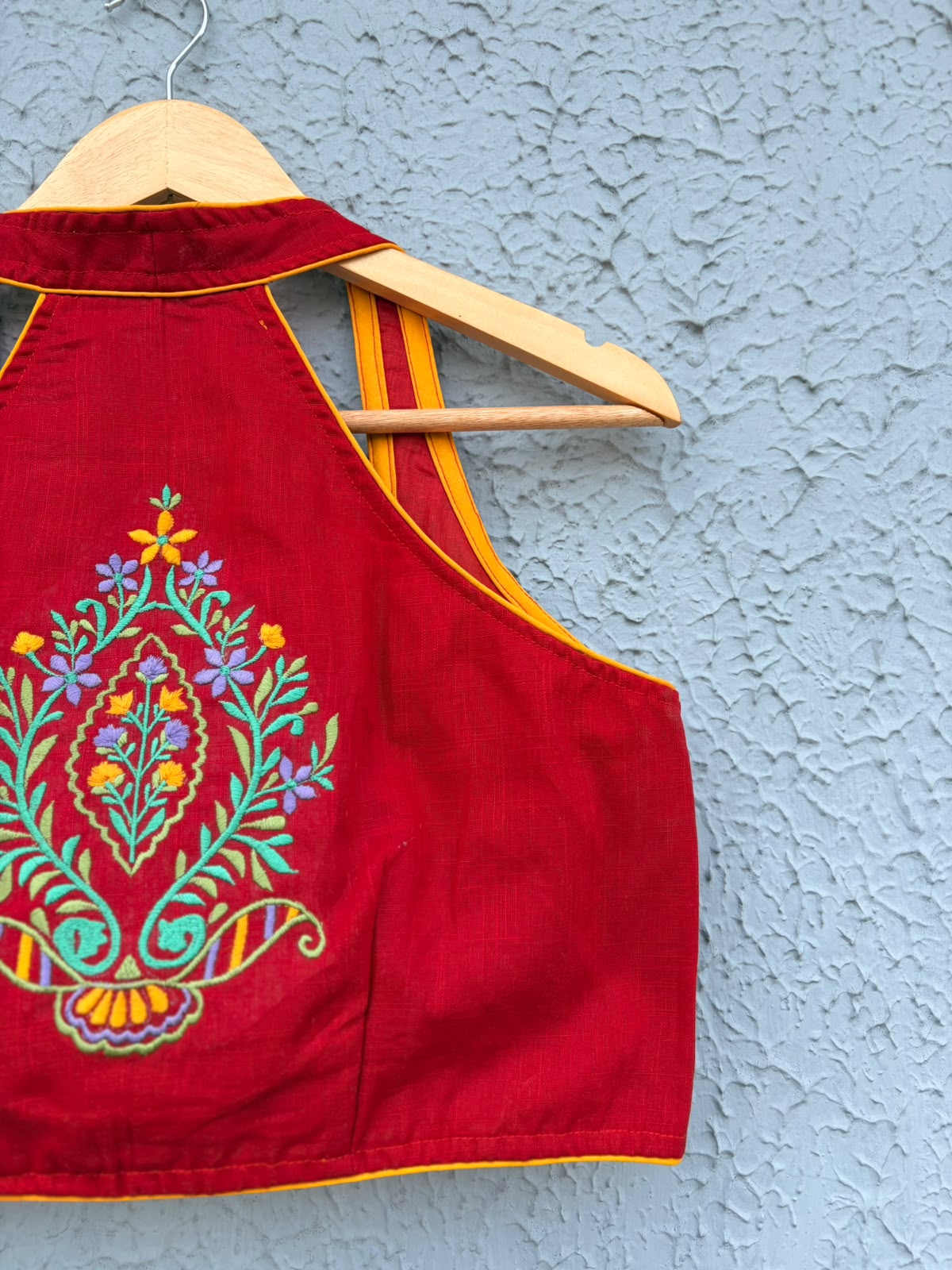 Cotton embroidered Halterneck designer blouse