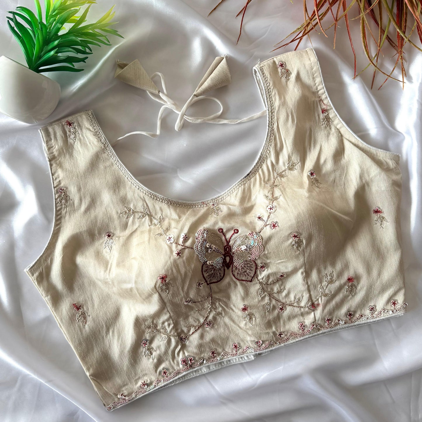 A beautiful work with sequins all over ready made blouse