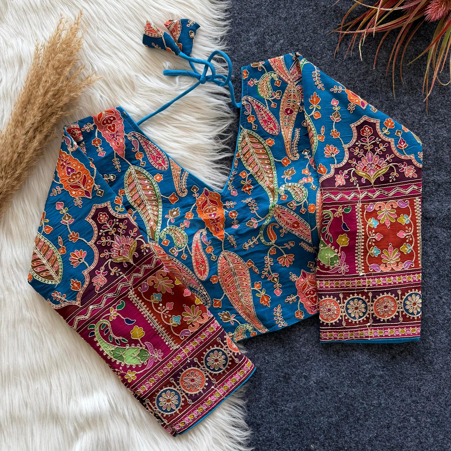 Beautiful flower print print all over ready made blouse