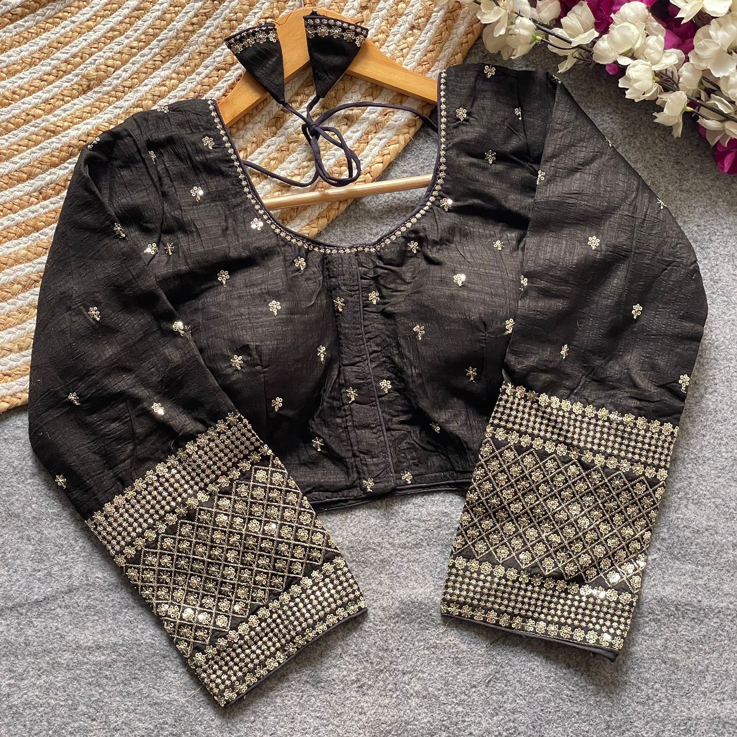 Vichitra Silk 3/4 sleeve ready made blouse