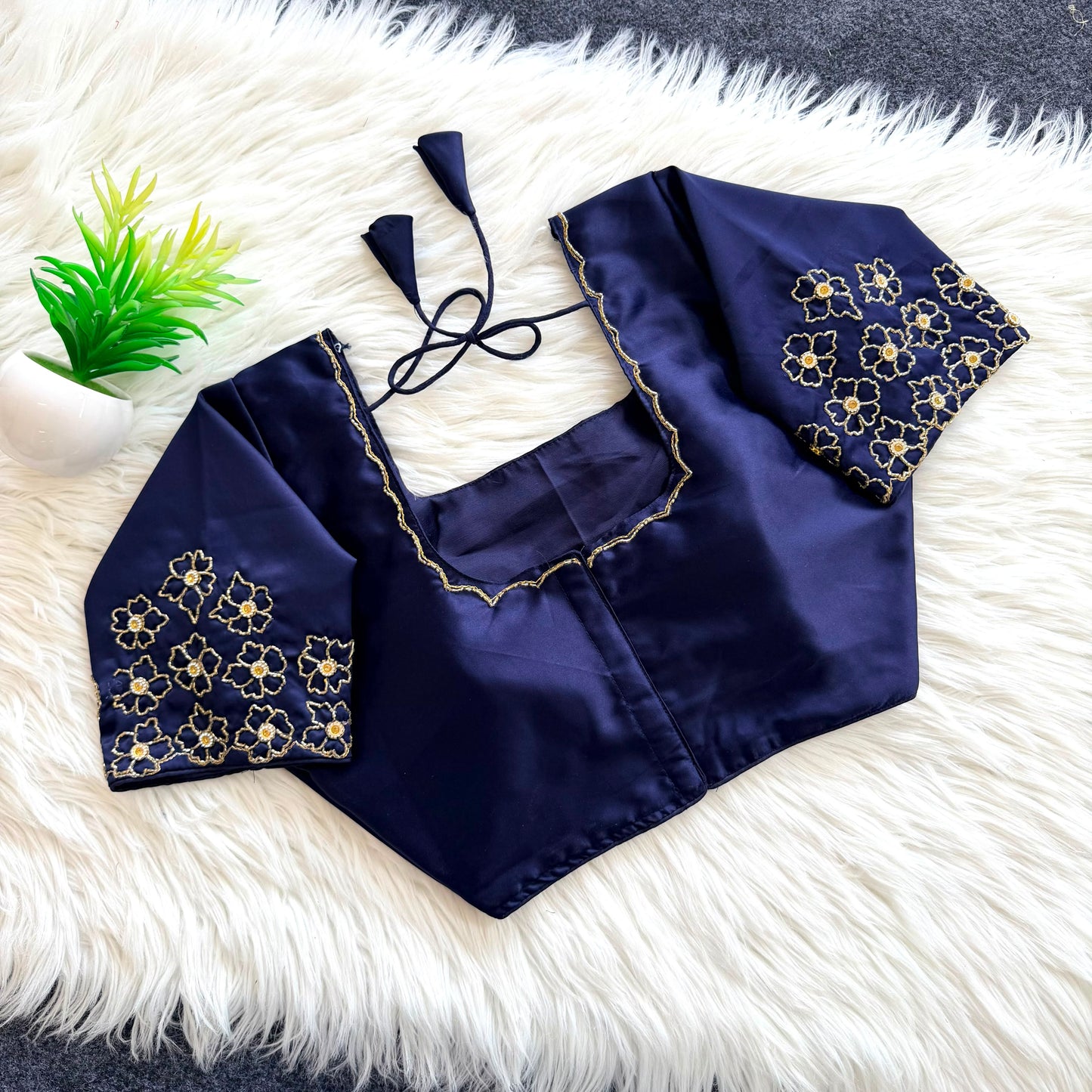 Beautiful handcrafted work all over ready made blouse