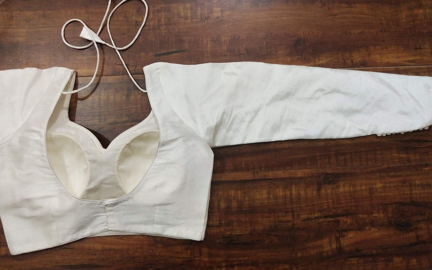 Pure dupion white full sleeves custom made blouse