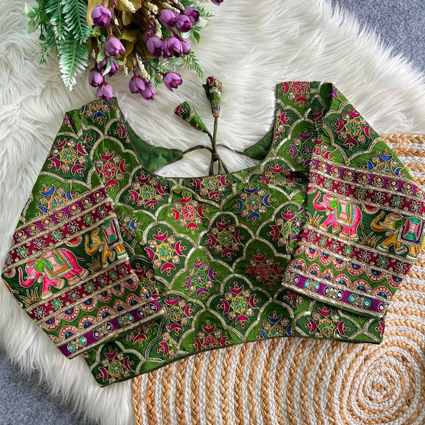 Ethnic presenting chinon heavy silk hit design ready made blouse