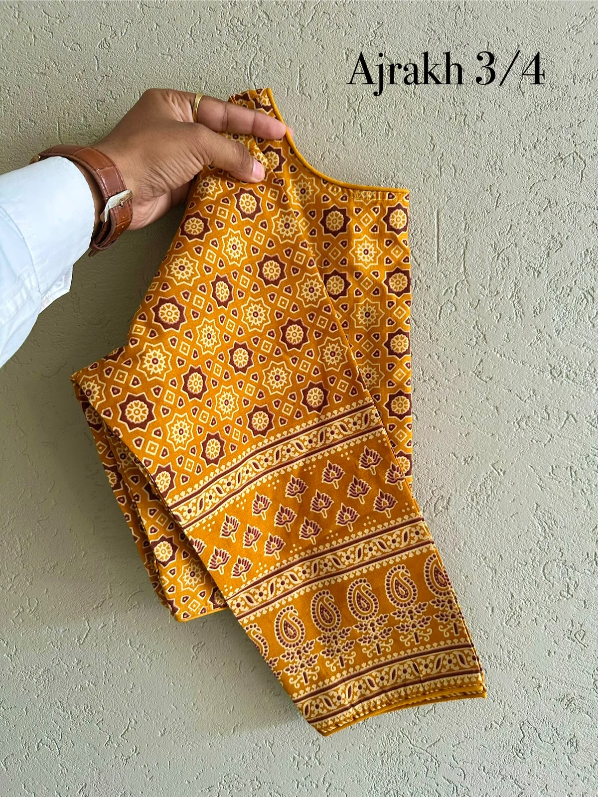 Ajrakh block print 3/4th sleeve ready made blouse