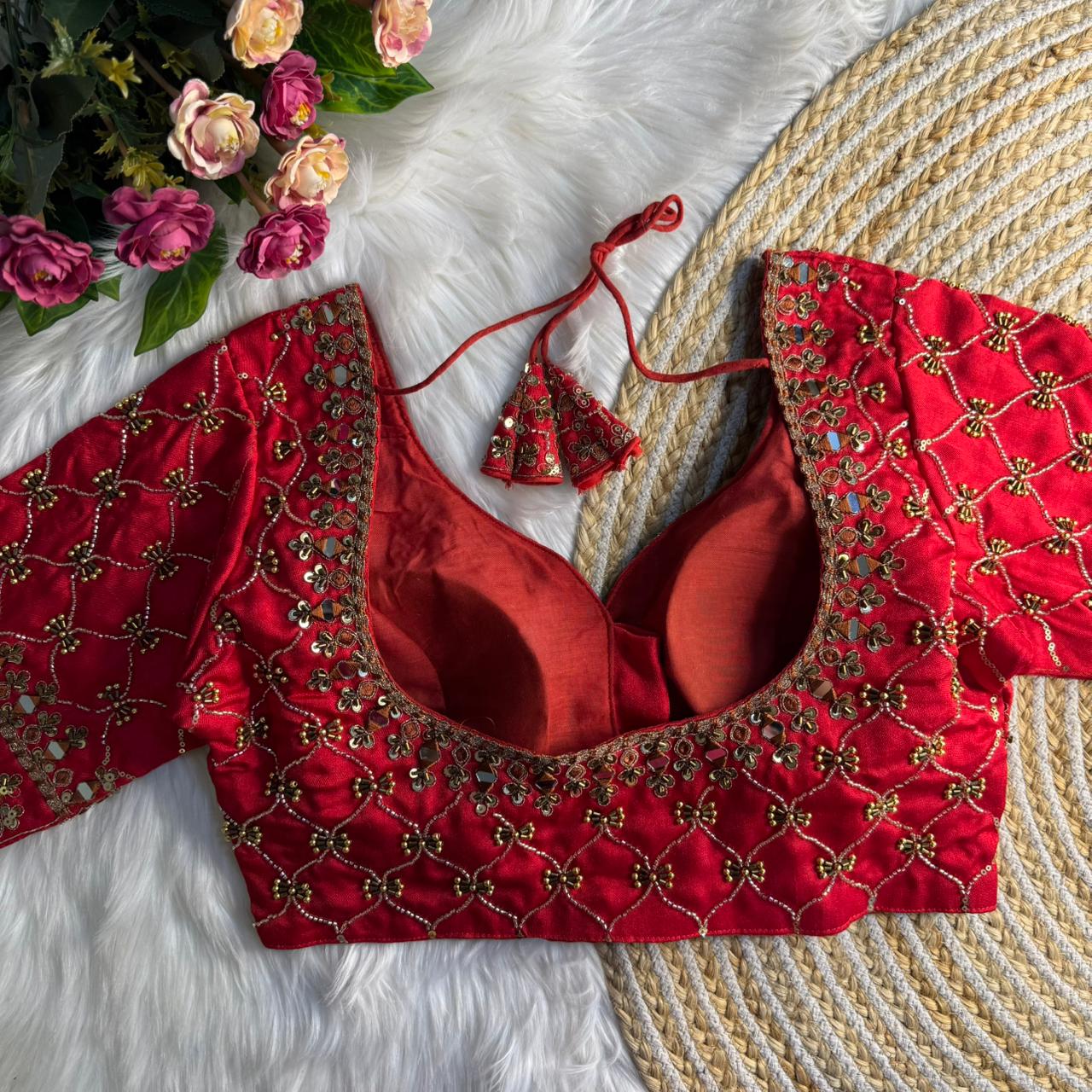 Heavy pure soft roman silk with tricot fuising ready made blouse