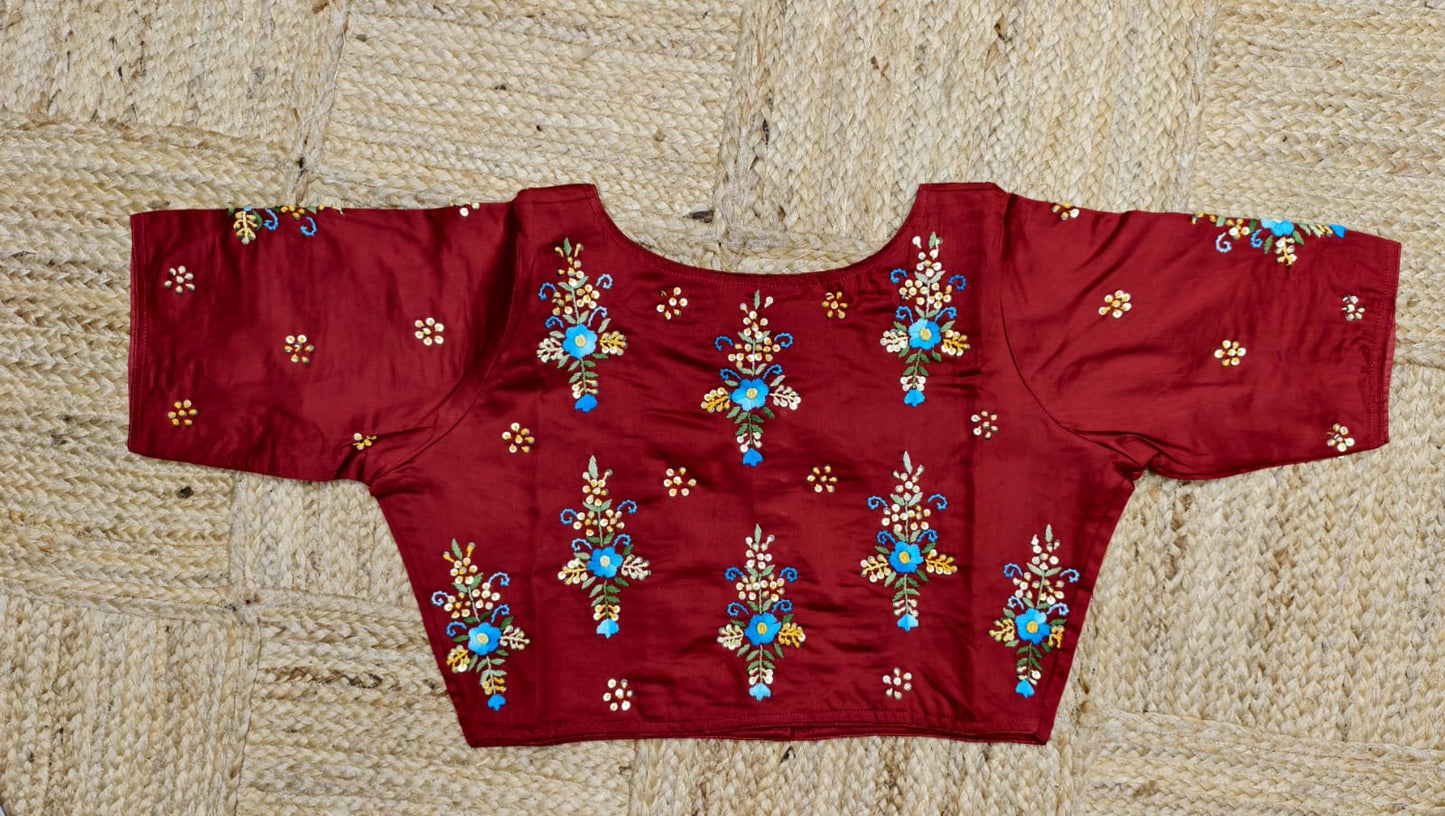 Cotton silk kundan ready made blouse
