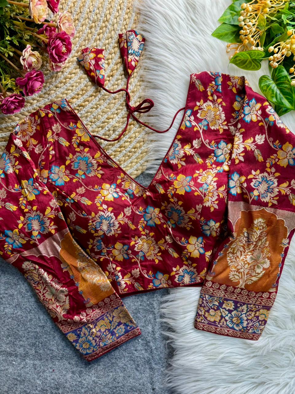 Heavy Pure Soft Dola Silk ready made blouse