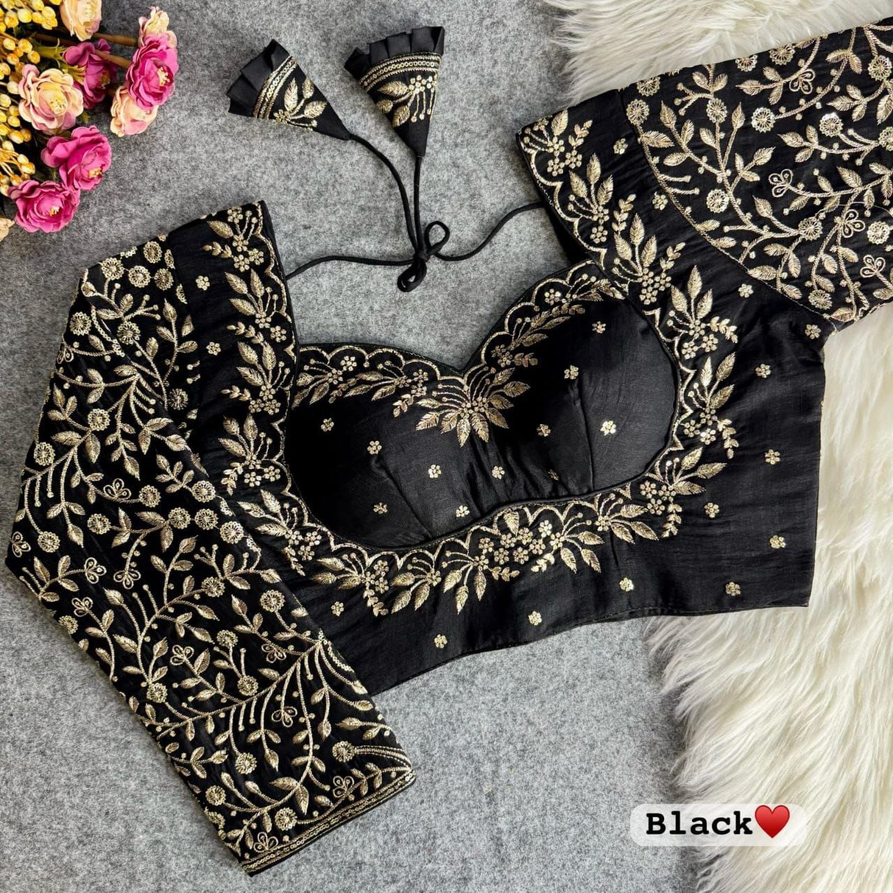 Heavy pure vichitra silk full sleeve ready made blouse