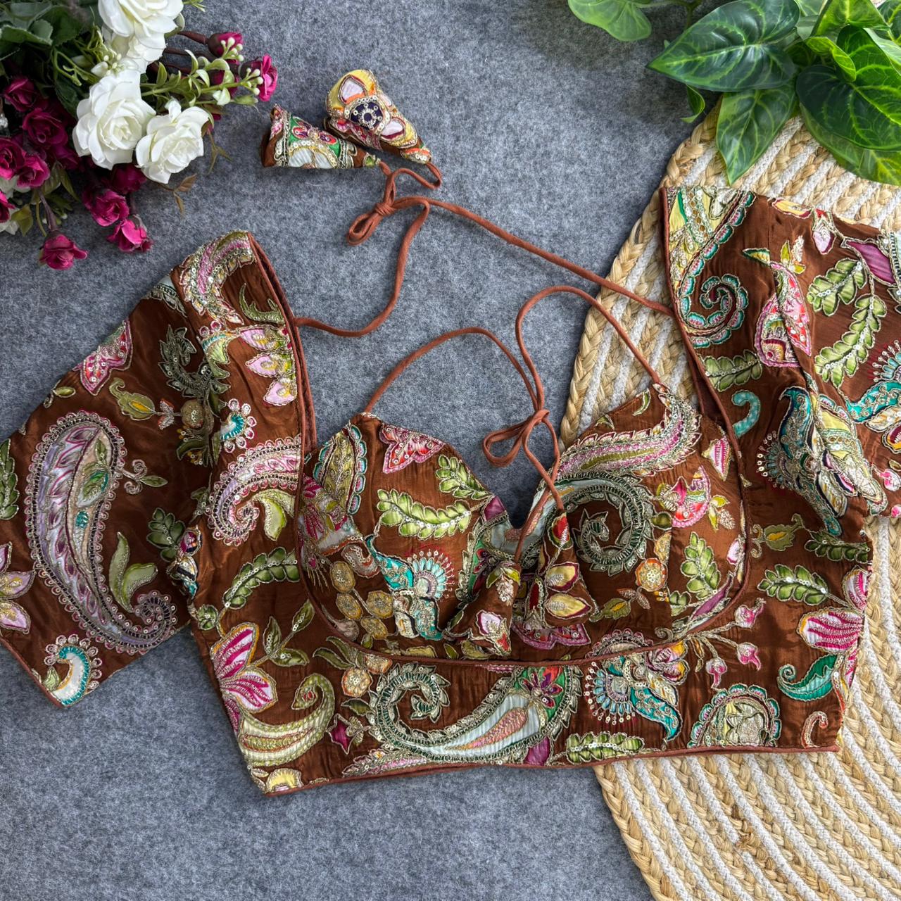 Heavy Pure Crepe ready made blouse