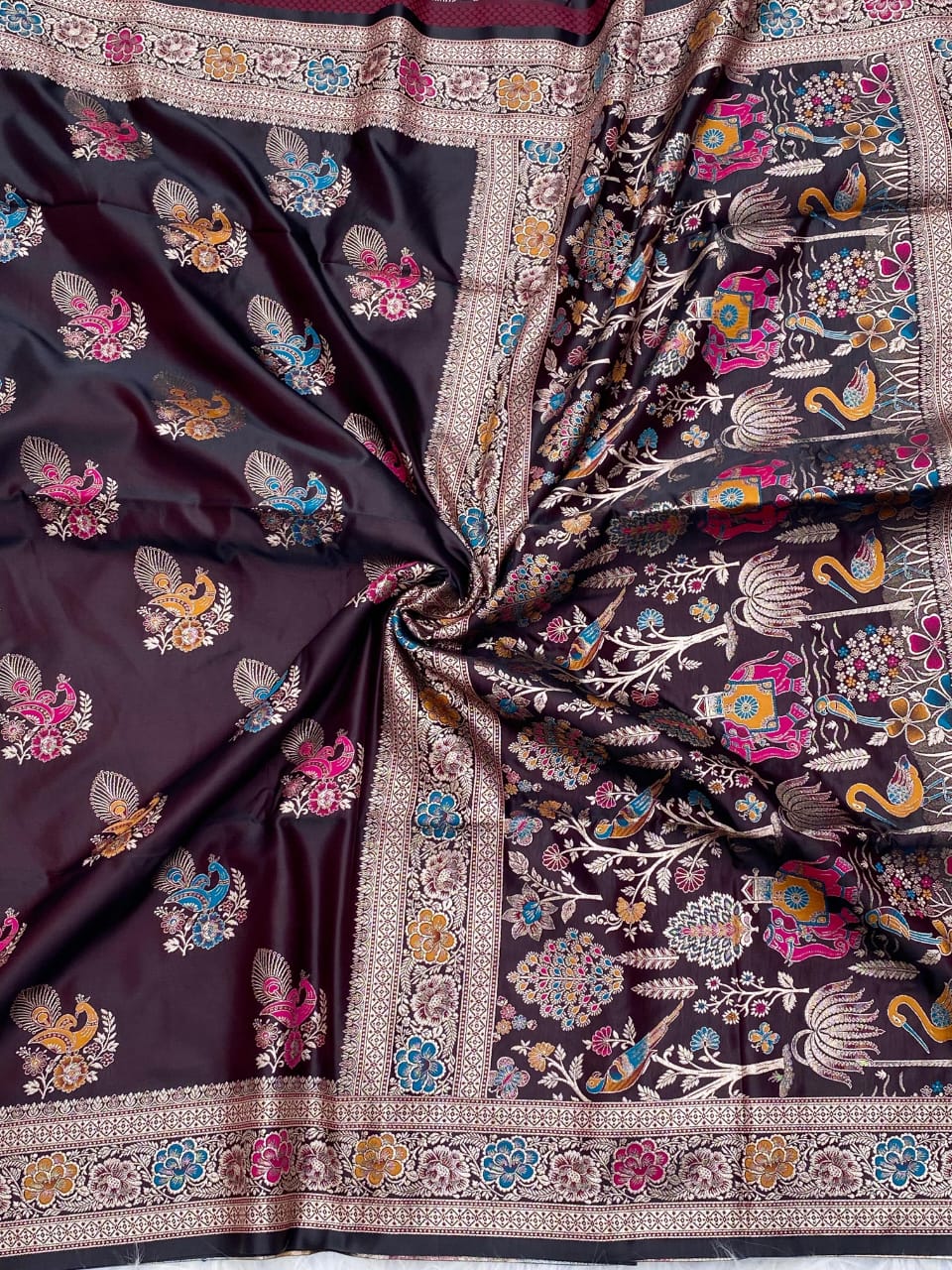 Mushro satin sarees