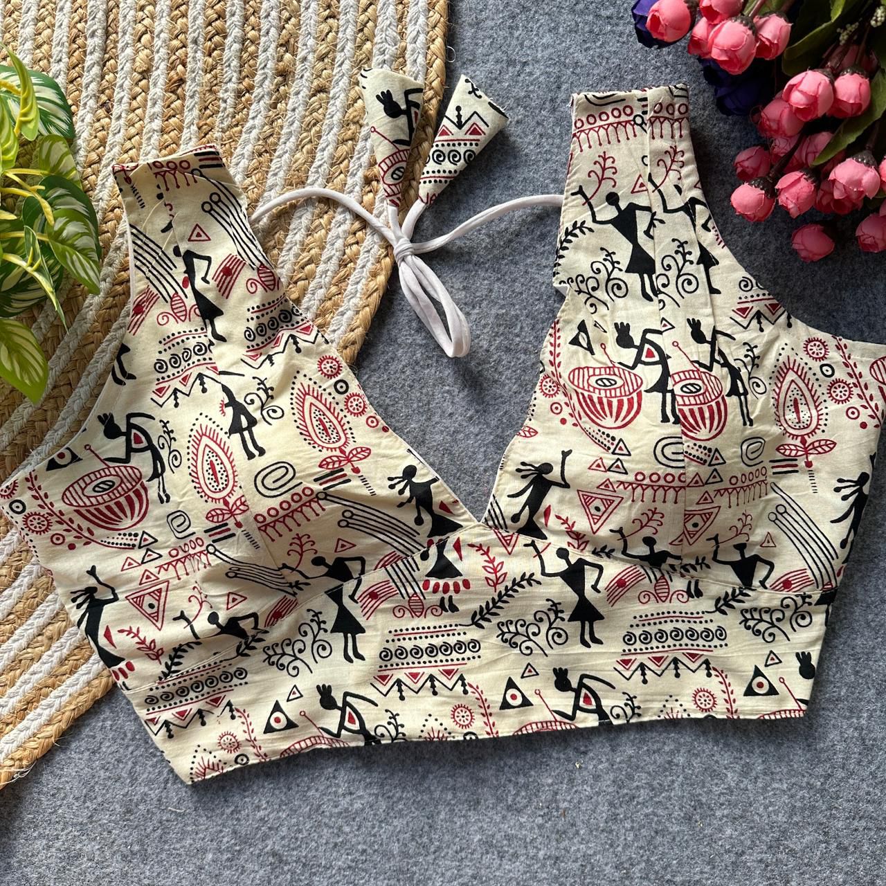 Ajrakh cotton ready made blouse