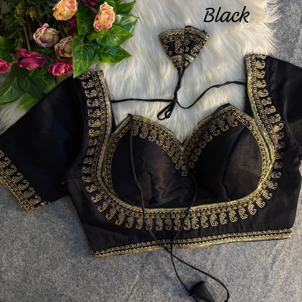 Heavy zari sequins & beads + thread work ready made blouse