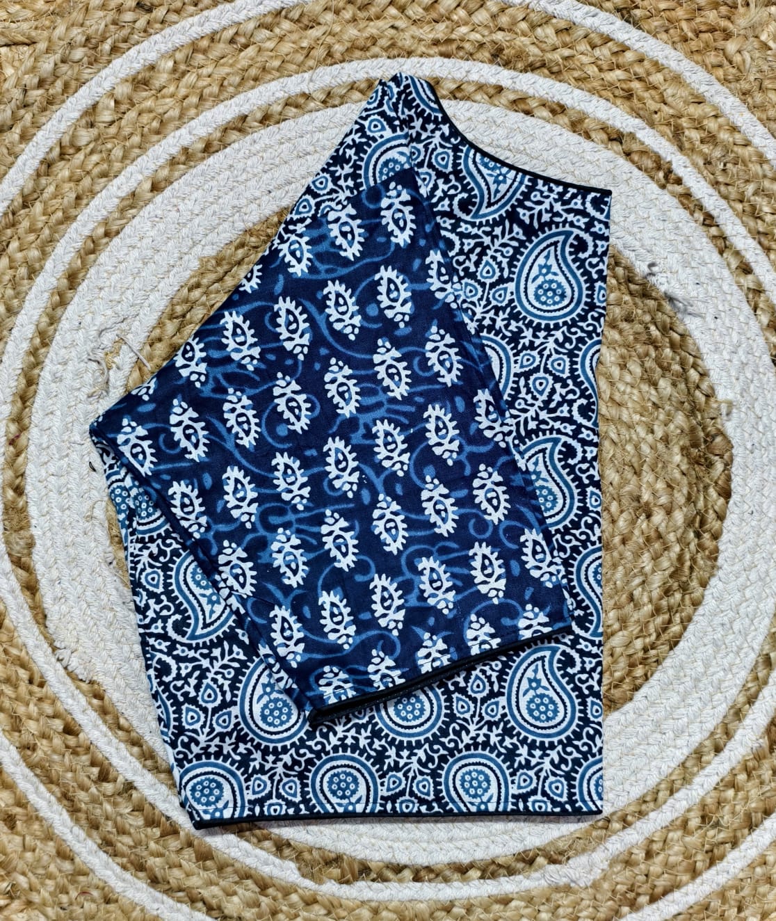 Ajrakh cotton Boatneck ready made blouse