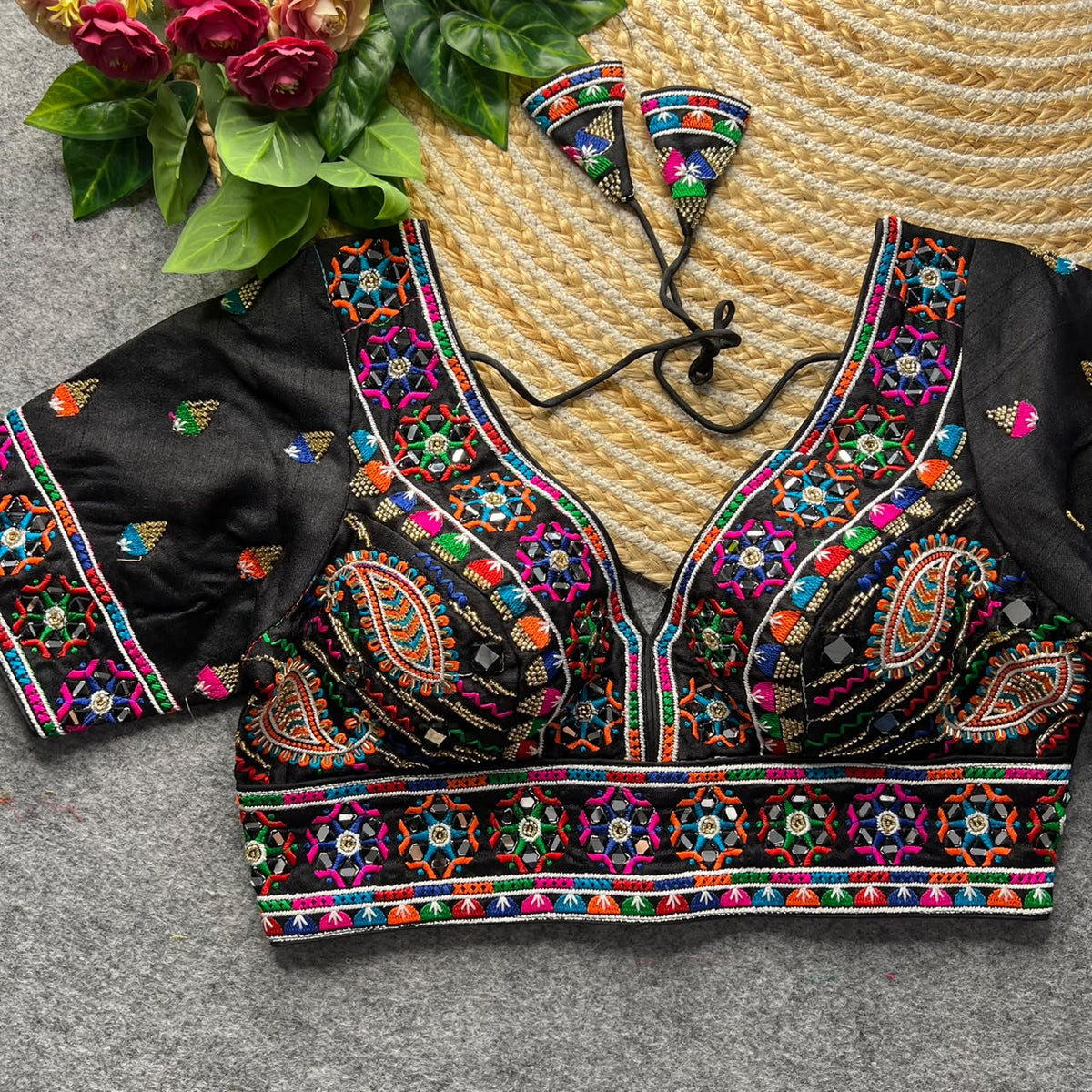 Heavy Beads + Thread work ready made blouse