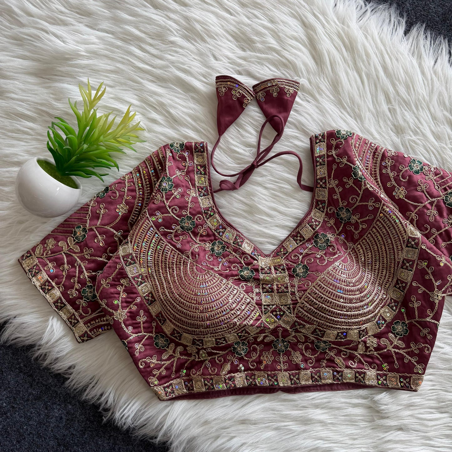 A beautiful work with sequins all over ready made blouse