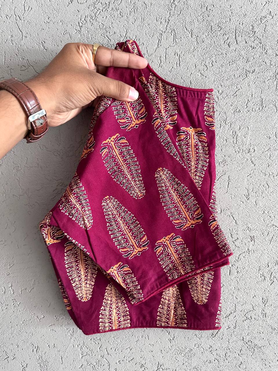 Pure Ajrakh Cotton ready made blouse