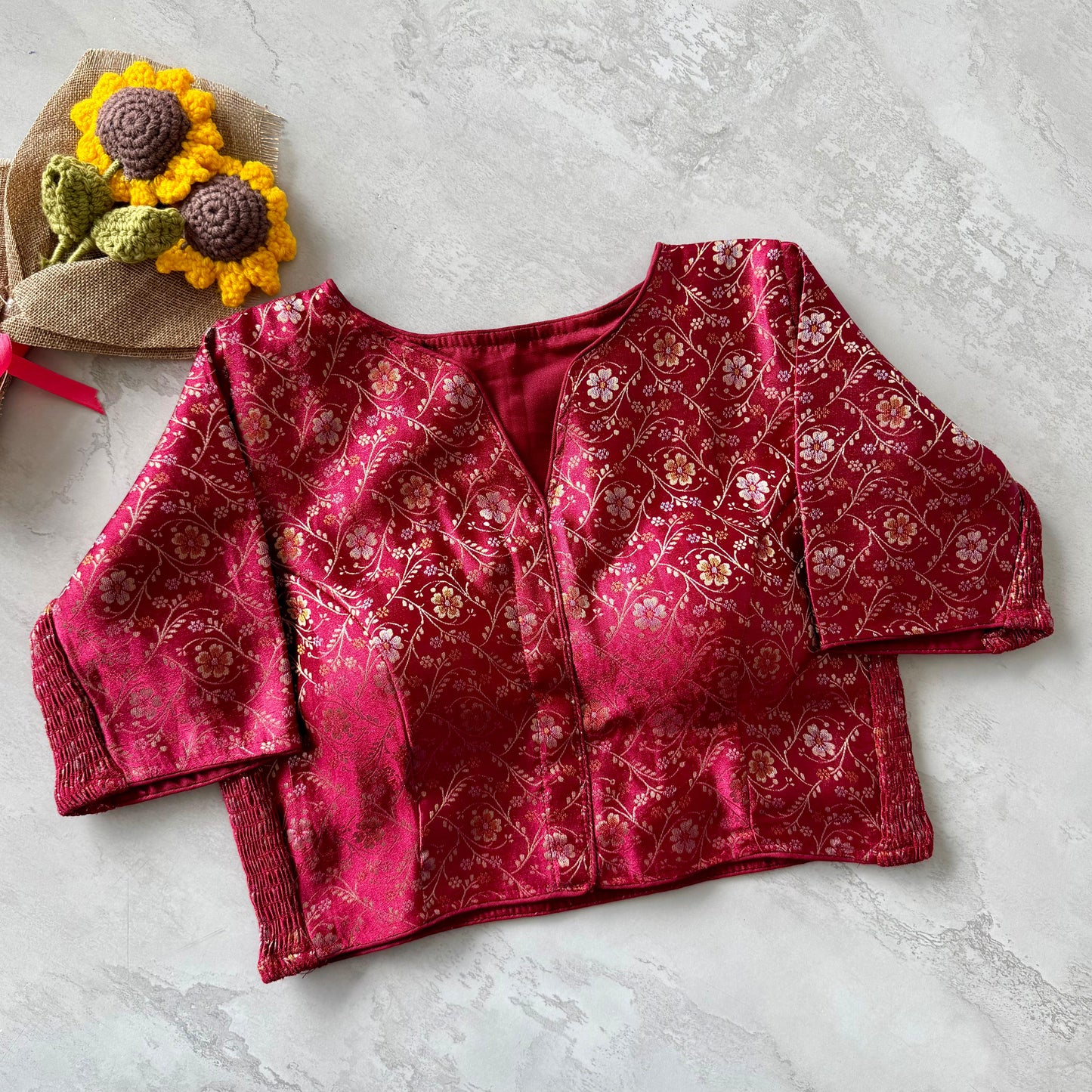 A beauty of weaving work all over ready made blouse