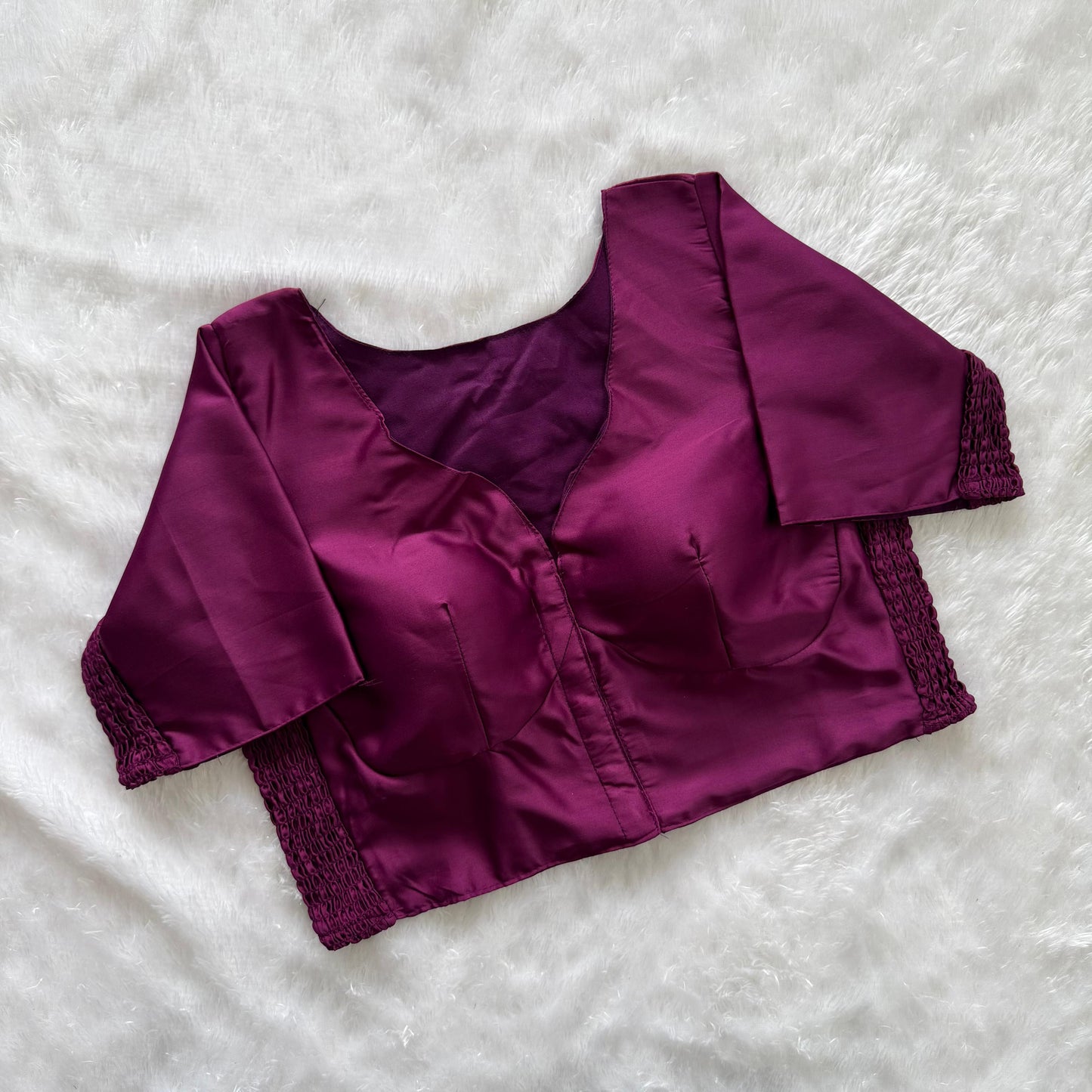 Soft silk fabric with elastic attach for better fitting  ready made blouse