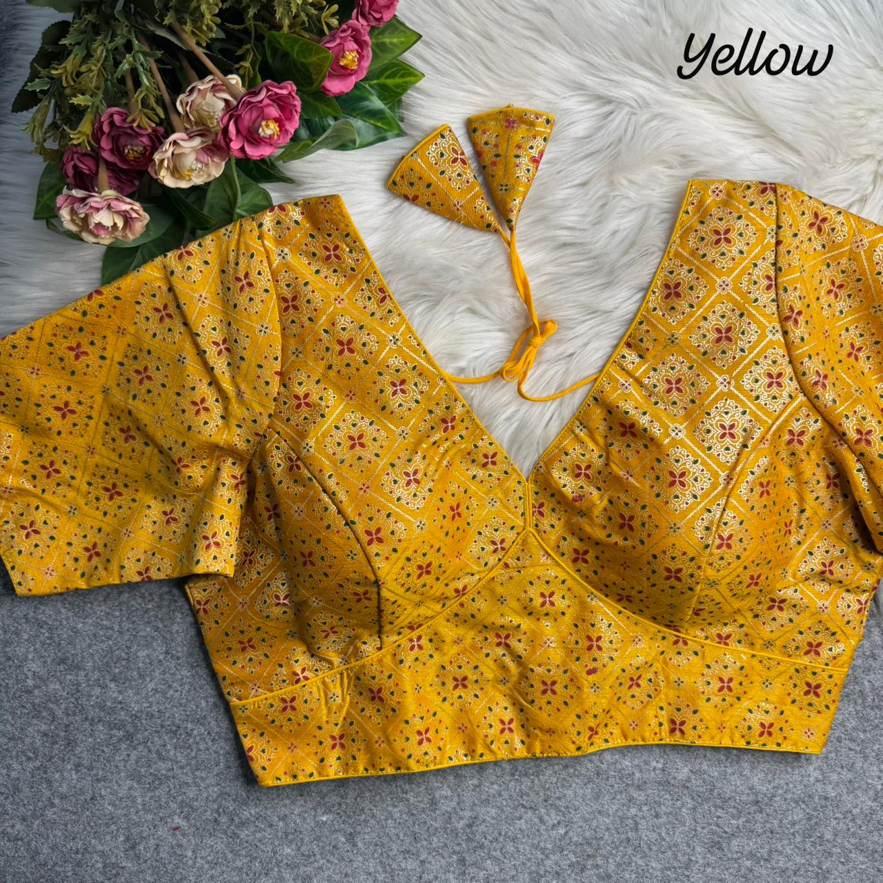 Patoda print v neck ready made blouse
