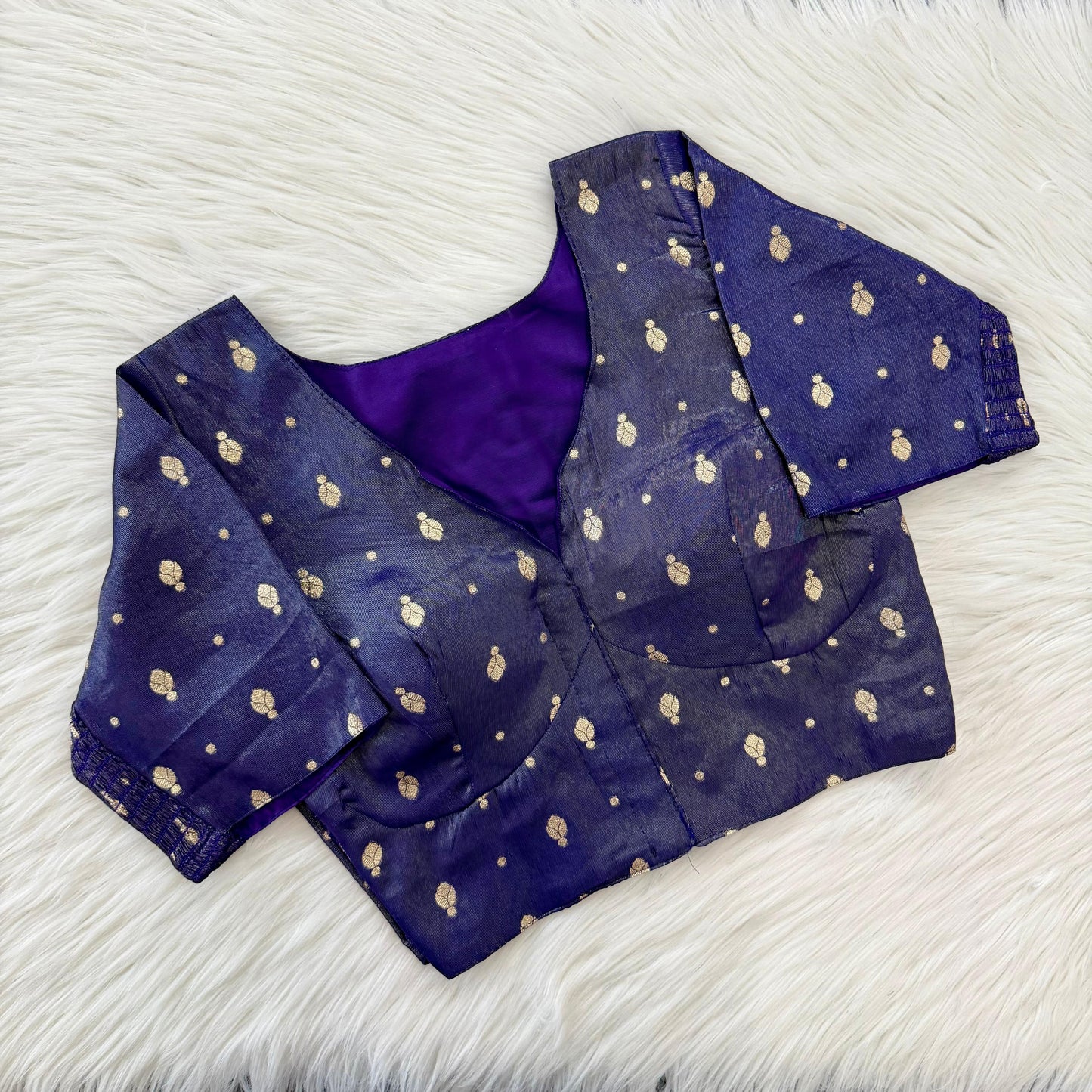 A beauty of weaving work all over with stretchable technology inside ready made blouse