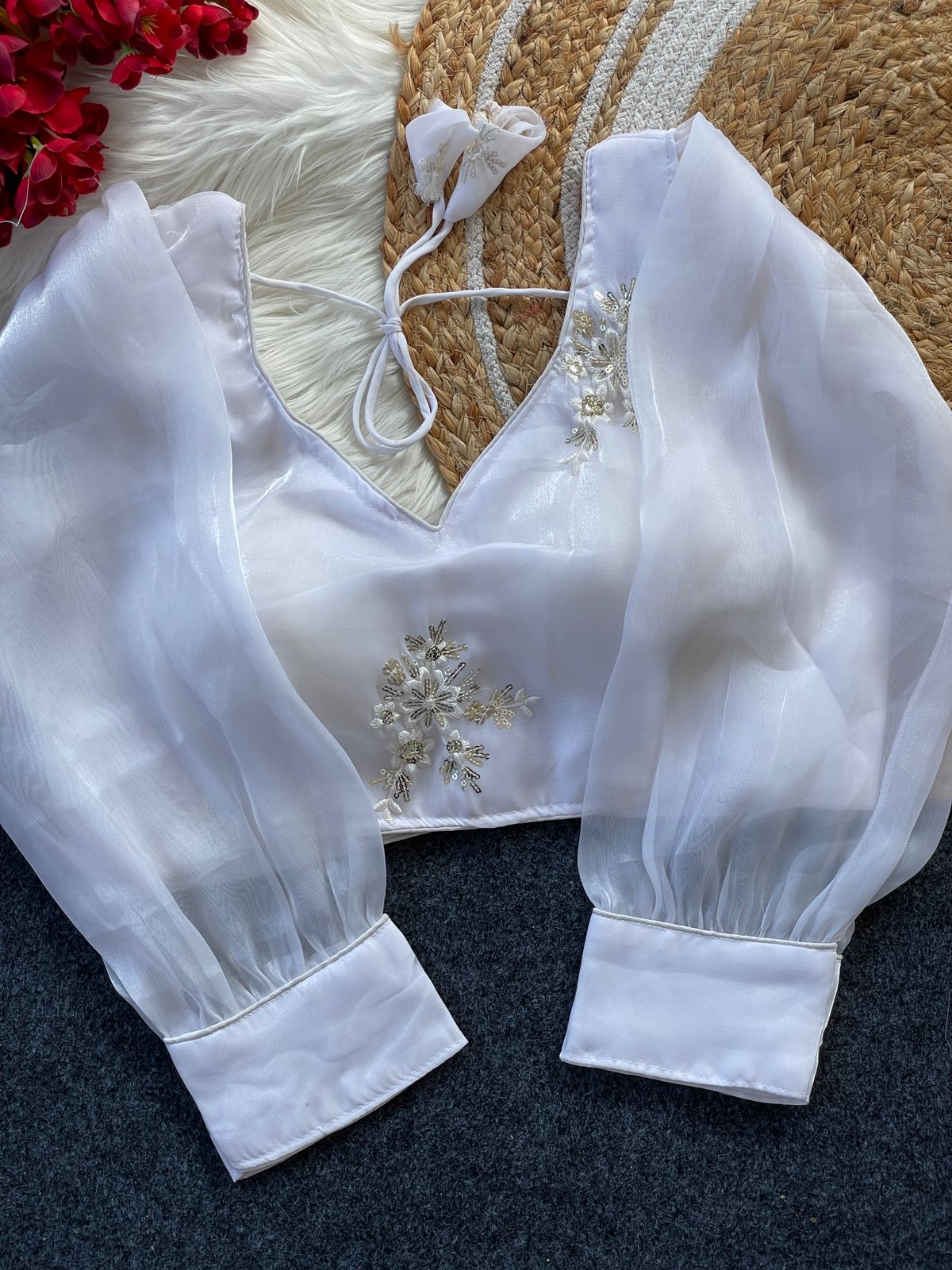 Zimi choo with heavy 9 niddle embroidery work ready made blouse