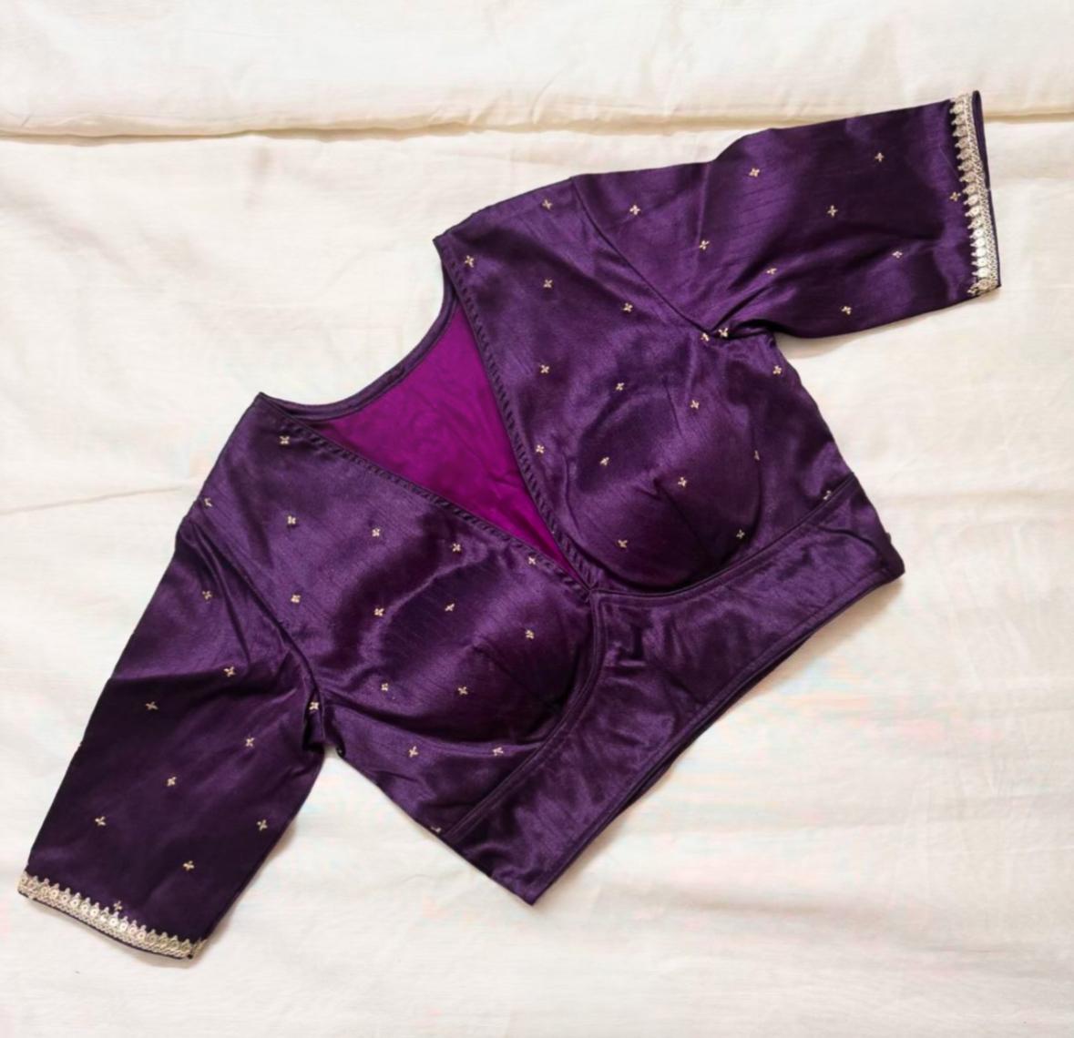 Elite cut v neck with stone work ready made blouse