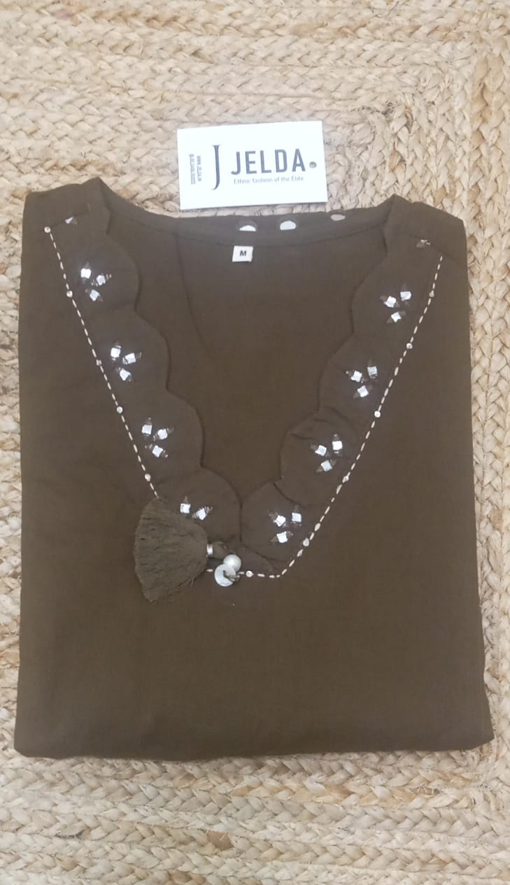Cotton mirror work salwar suit