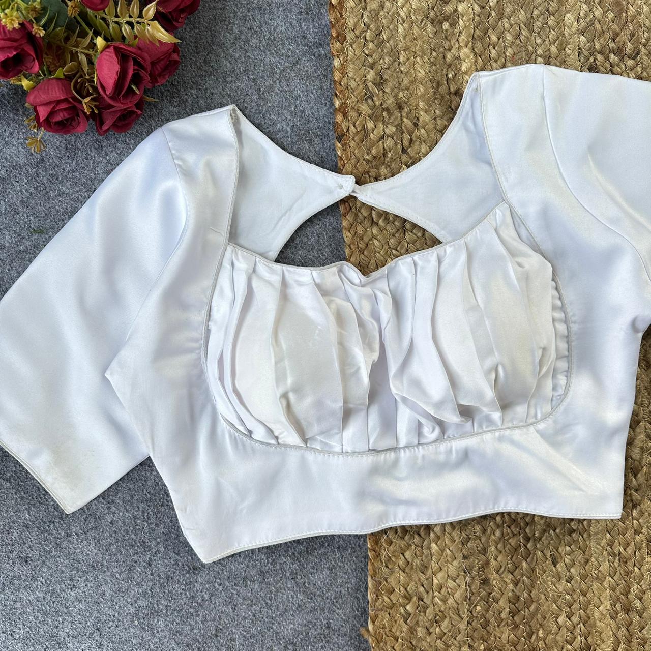 Pure malai satin ready made blouse