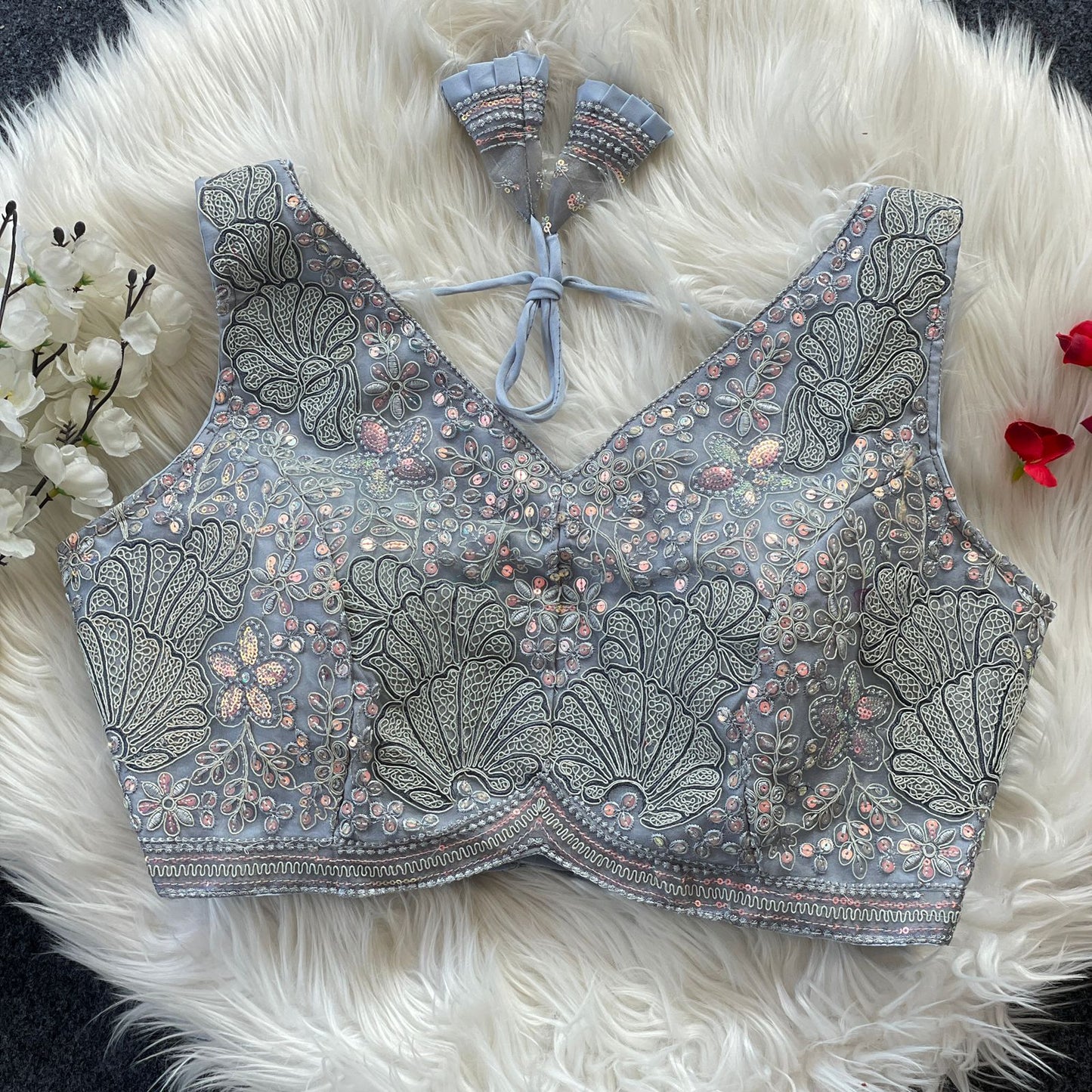 Heavy power net ready made blouse