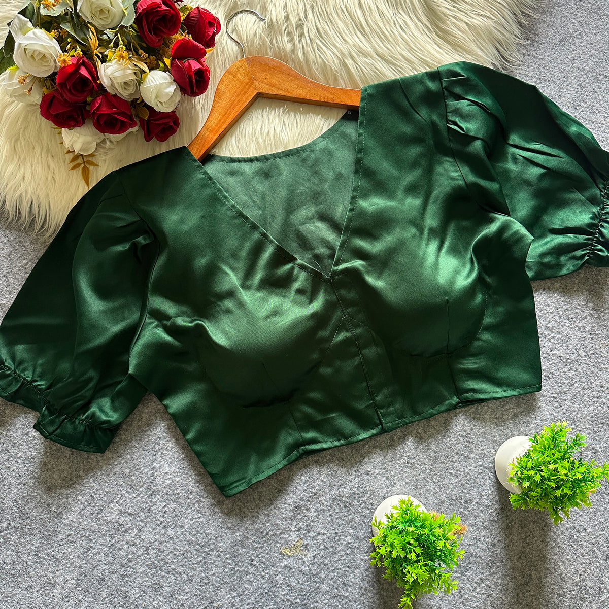 Pure malai satin ready made blouse
