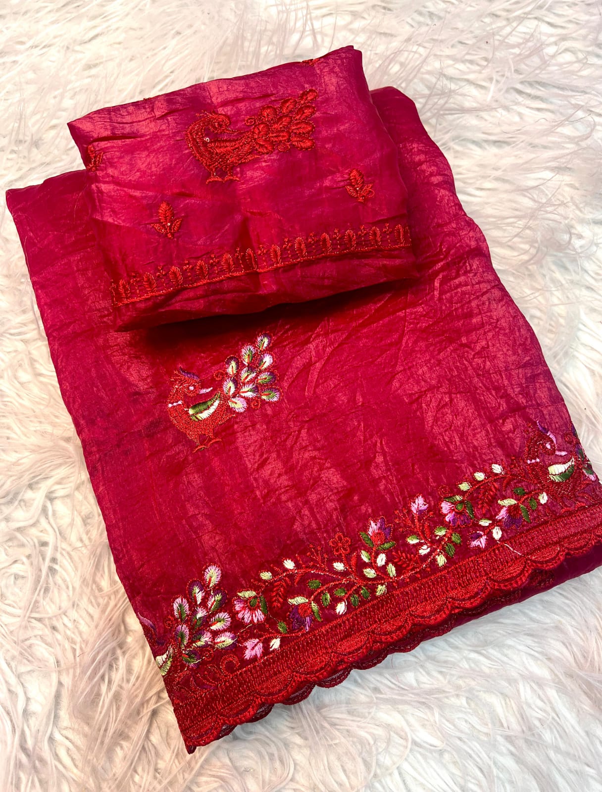 Soft Gold Crush Fabric Saree