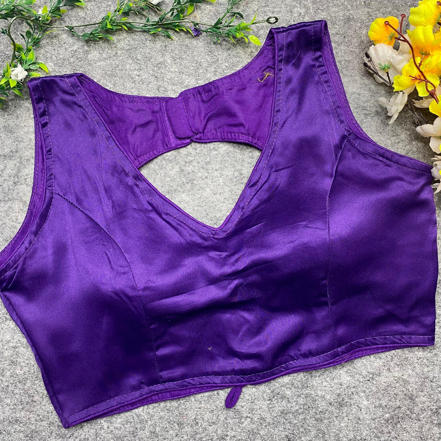 Pure Malai Satin sleeveless ready made blouse