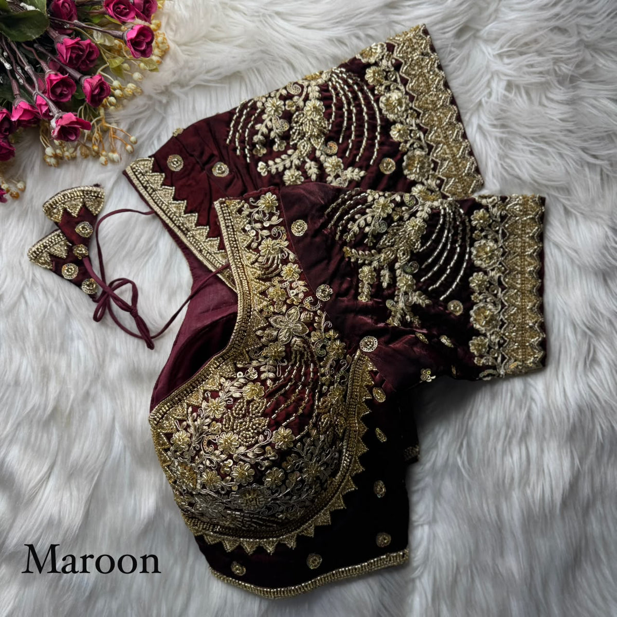 Heavy Beads + Sequins & Codding Work ready made blouse