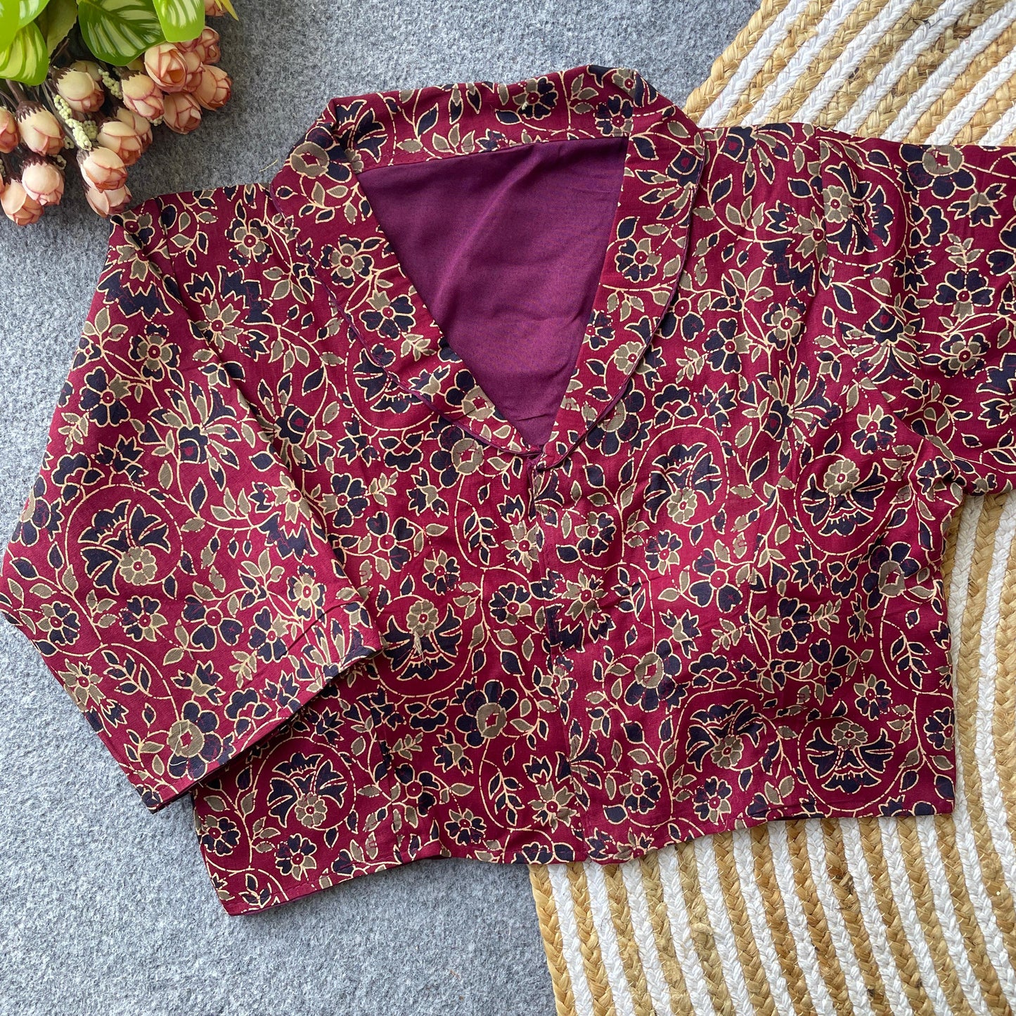 Pure Cotton Ajrakh ready made blouse