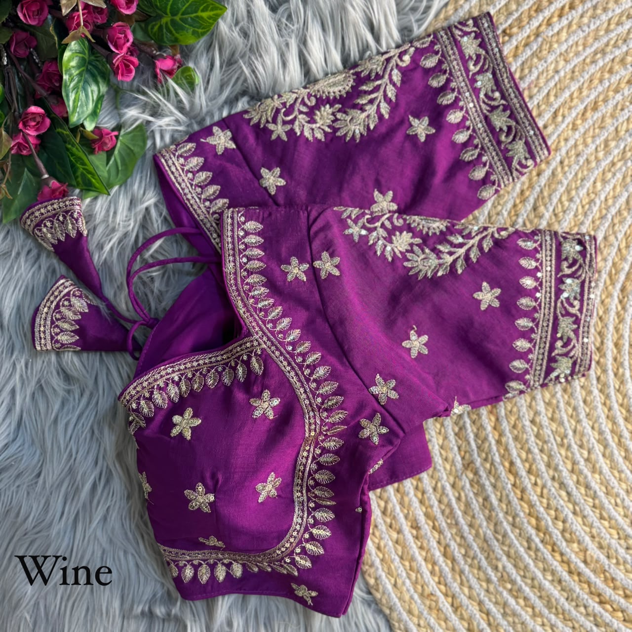 Heavy zari sequins work ready made blouse