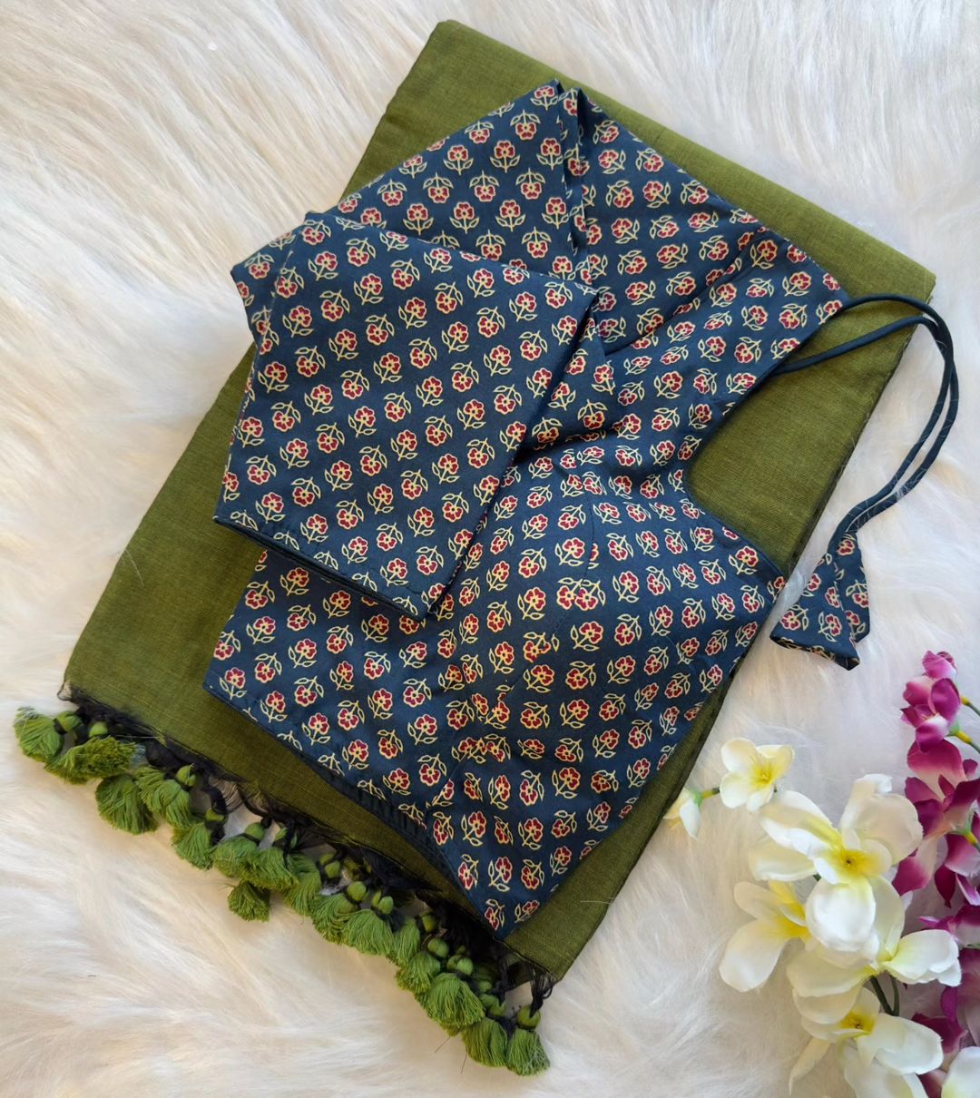 Original cotton saree with full sleeve blouse