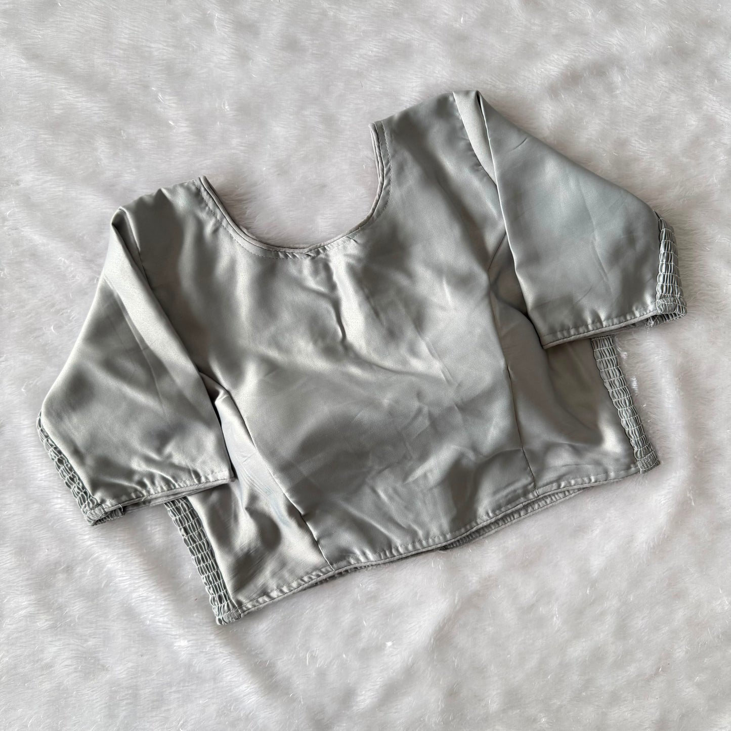Soft silk fabric with elastic attach for better fitting ready made blouse
